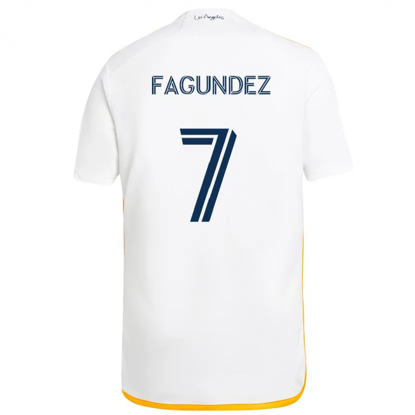 Danxen Kinderen Diego Fagúndez #7 Wit Geel Thuisshirt Thuistenue 2024/25 T-Shirt