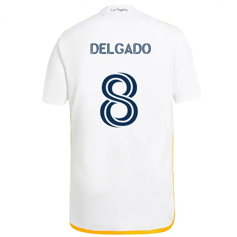 Danxen Kinderen Mark Delgado #8 Wit Geel Thuisshirt Thuistenue 2024/25 T-Shirt