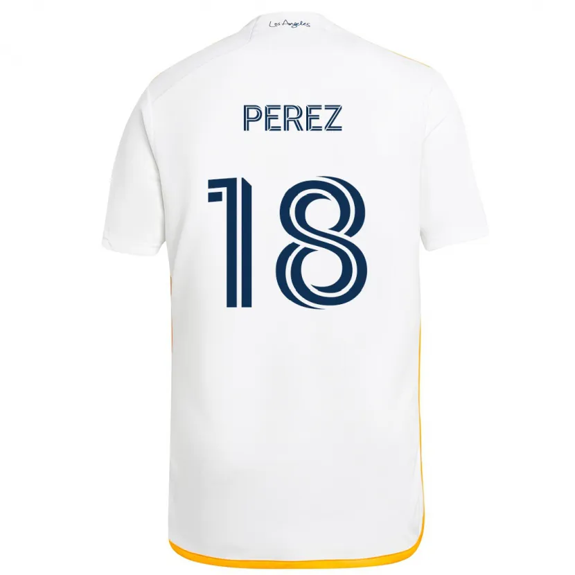 Danxen Kinderen Jonathan Pérez #18 Wit Geel Thuisshirt Thuistenue 2024/25 T-Shirt