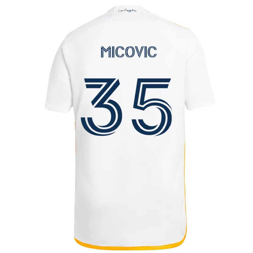 Danxen Kinderen Novak Micovic #35 Wit Geel Thuisshirt Thuistenue 2024/25 T-Shirt