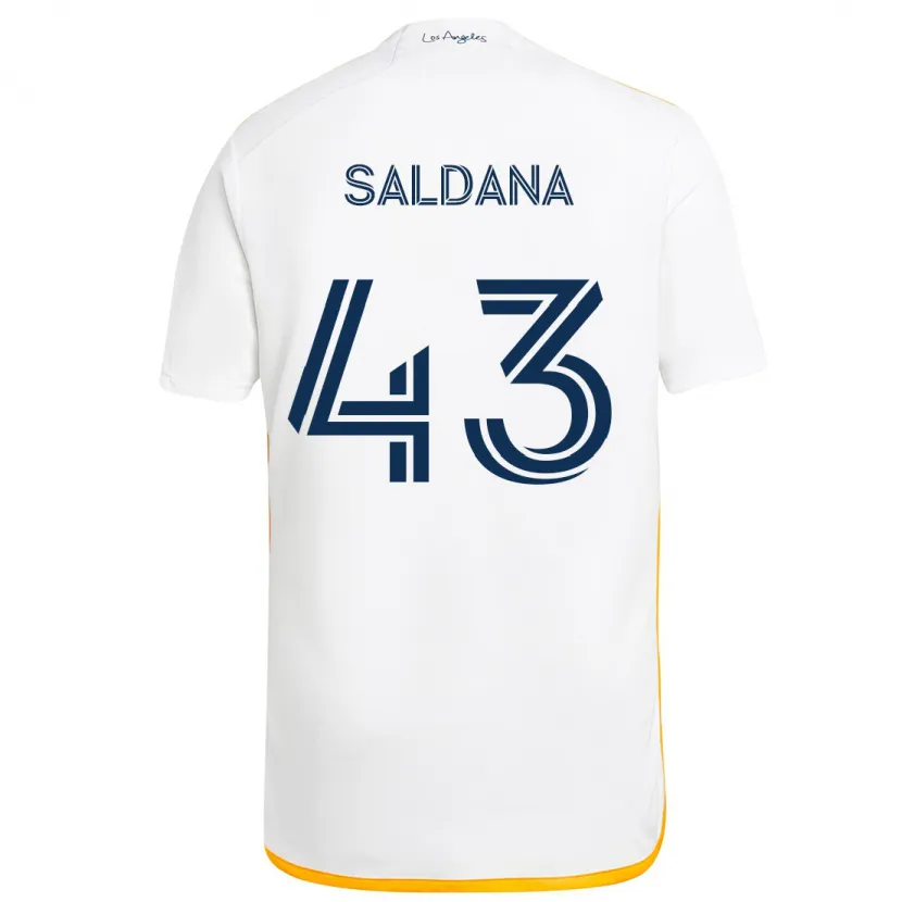 Danxen Kinderen Adam Saldaña #43 Wit Geel Thuisshirt Thuistenue 2024/25 T-Shirt