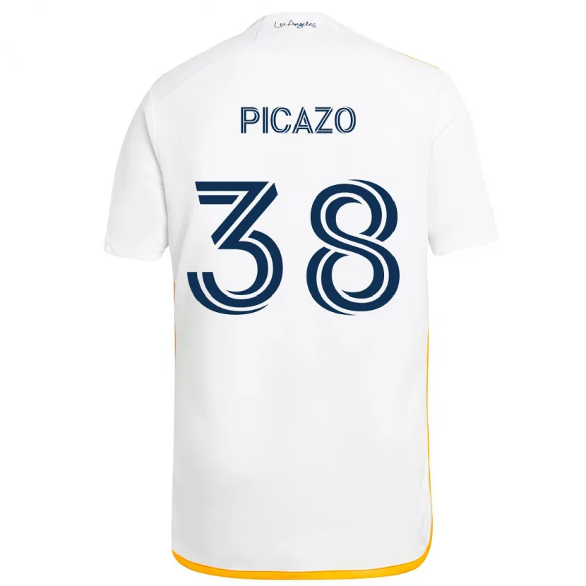 Danxen Kinderen Axel Picazo #38 Wit Geel Thuisshirt Thuistenue 2024/25 T-Shirt