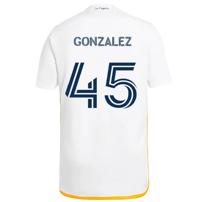 Danxen Kinderen Adrián González #45 Wit Geel Thuisshirt Thuistenue 2024/25 T-Shirt