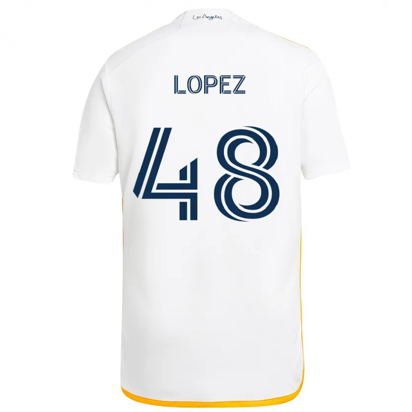 Danxen Kinderen Diego López #48 Wit Geel Thuisshirt Thuistenue 2024/25 T-Shirt