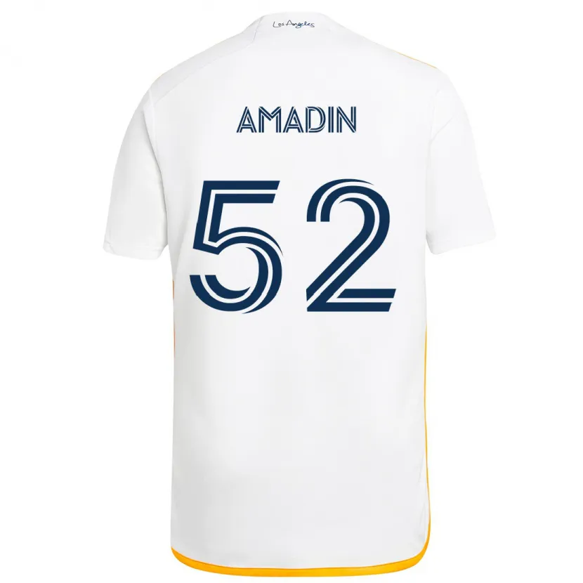 Danxen Kinderen Elijah Amadin #52 Wit Geel Thuisshirt Thuistenue 2024/25 T-Shirt