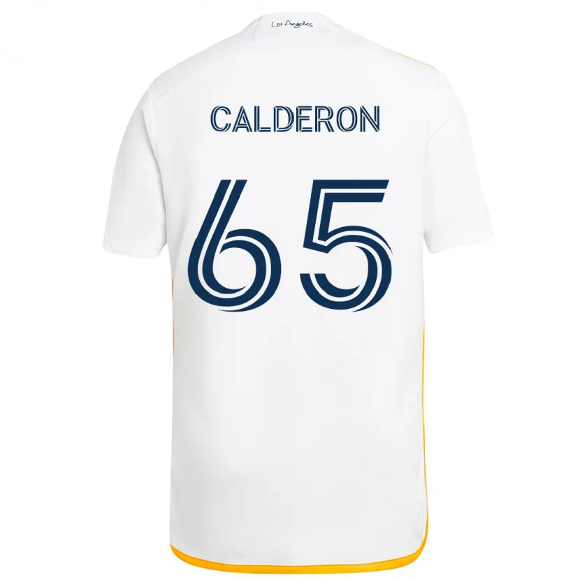 Danxen Kinderen Juan Calderón #65 Wit Geel Thuisshirt Thuistenue 2024/25 T-Shirt