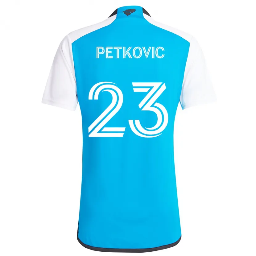 Danxen Kinderen Nikola Petkovic #23 Blauw Wit Thuisshirt Thuistenue 2024/25 T-Shirt