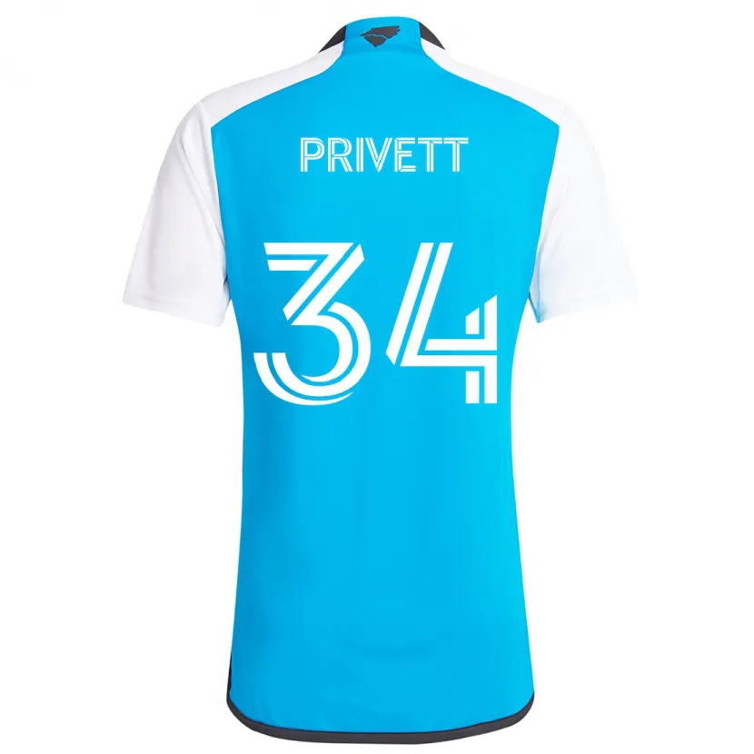 Danxen Kinderen Andrew Privett #34 Blauw Wit Thuisshirt Thuistenue 2024/25 T-Shirt