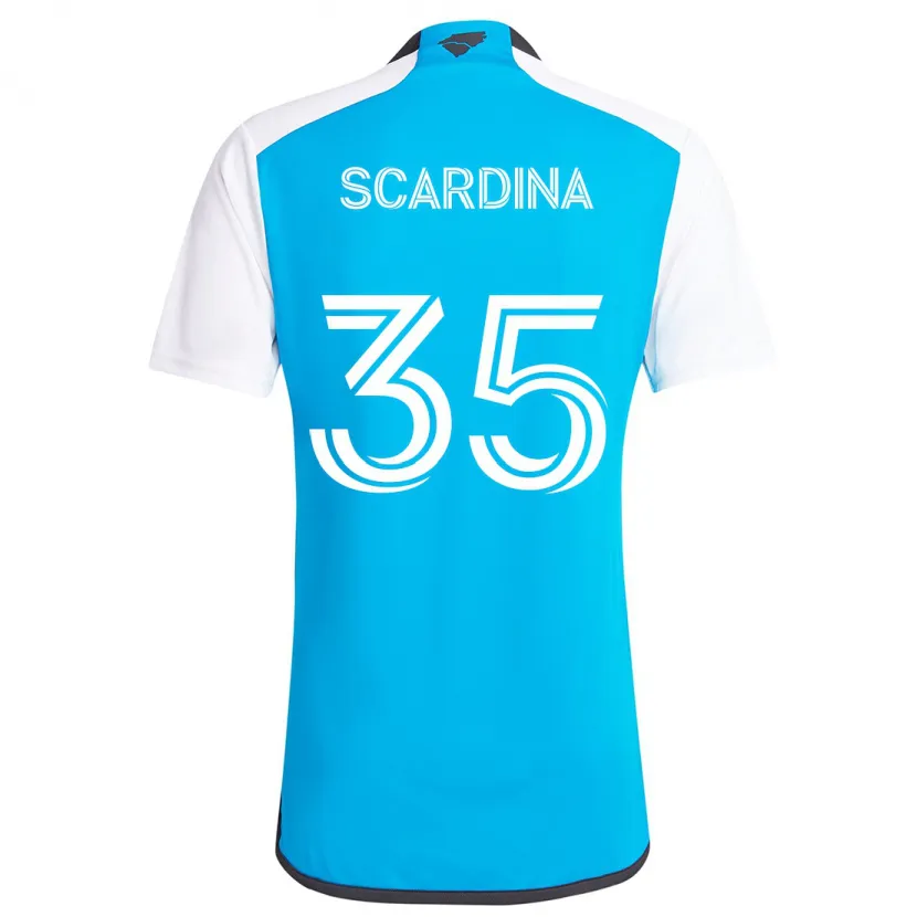 Danxen Kinderen Nick Scardina #35 Blauw Wit Thuisshirt Thuistenue 2024/25 T-Shirt