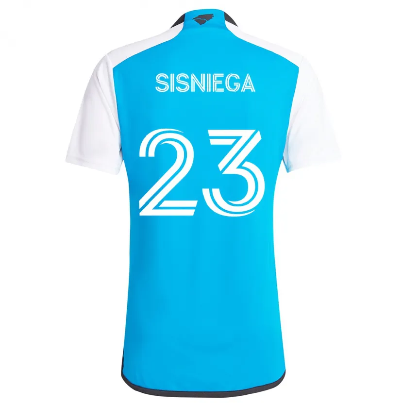 Danxen Kinderen Pablo Sisniega #23 Blauw Wit Thuisshirt Thuistenue 2024/25 T-Shirt