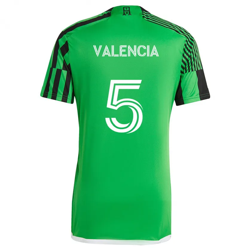 Danxen Kinderen Jhojan Valencia #5 Groen Zwart Thuisshirt Thuistenue 2024/25 T-Shirt