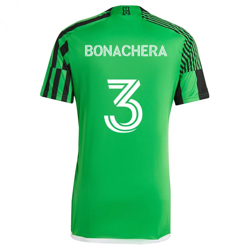 Danxen Kinderen Rubén Bonachera #3 Groen Zwart Thuisshirt Thuistenue 2024/25 T-Shirt