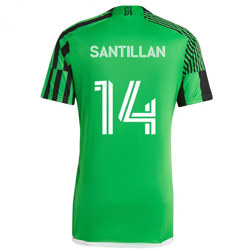 Danxen Kinderen Jonathan Santillan #14 Groen Zwart Thuisshirt Thuistenue 2024/25 T-Shirt