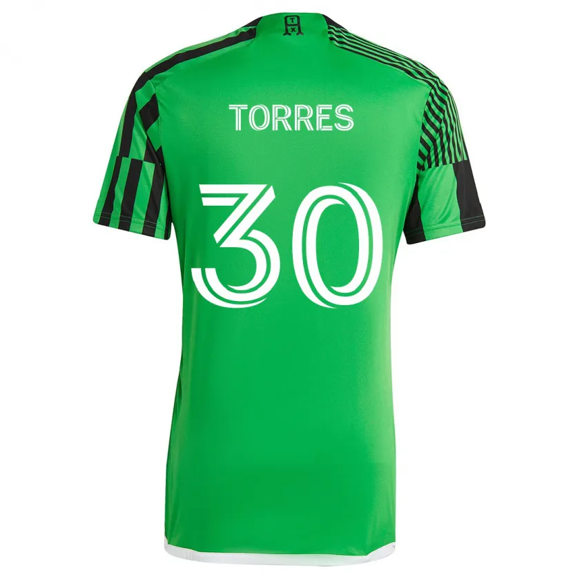 Danxen Kinderen Ervin Torres #30 Groen Zwart Thuisshirt Thuistenue 2024/25 T-Shirt