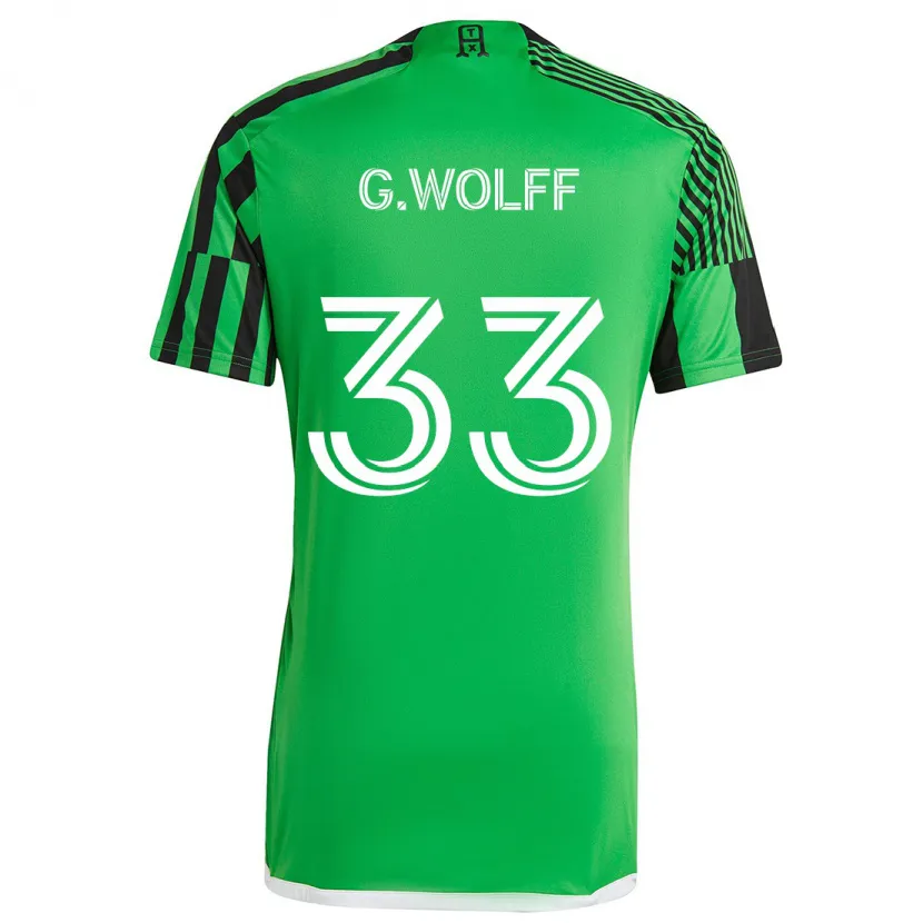 Danxen Kinderen Gavin Wolff #33 Groen Zwart Thuisshirt Thuistenue 2024/25 T-Shirt