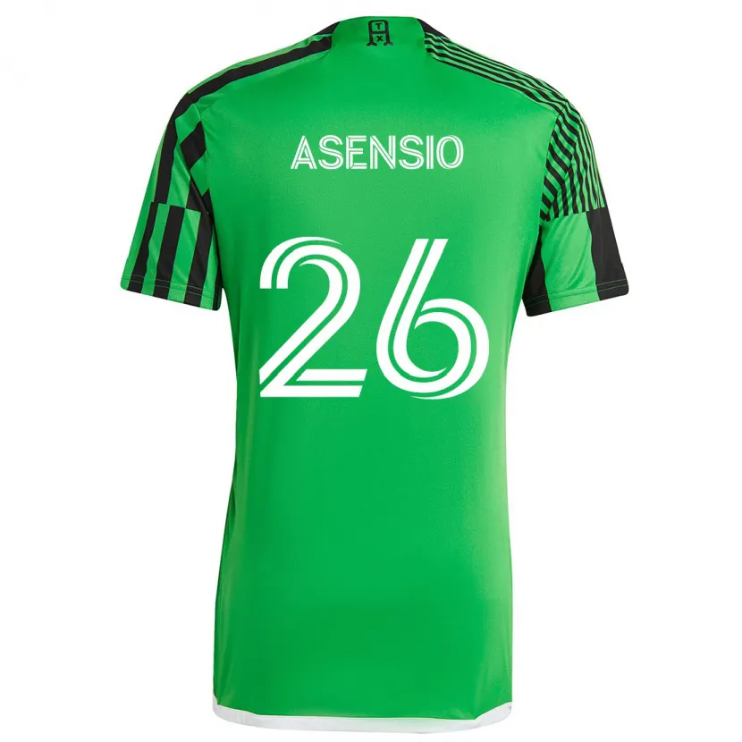 Danxen Kinderen Charlie Asensio #26 Groen Zwart Thuisshirt Thuistenue 2024/25 T-Shirt