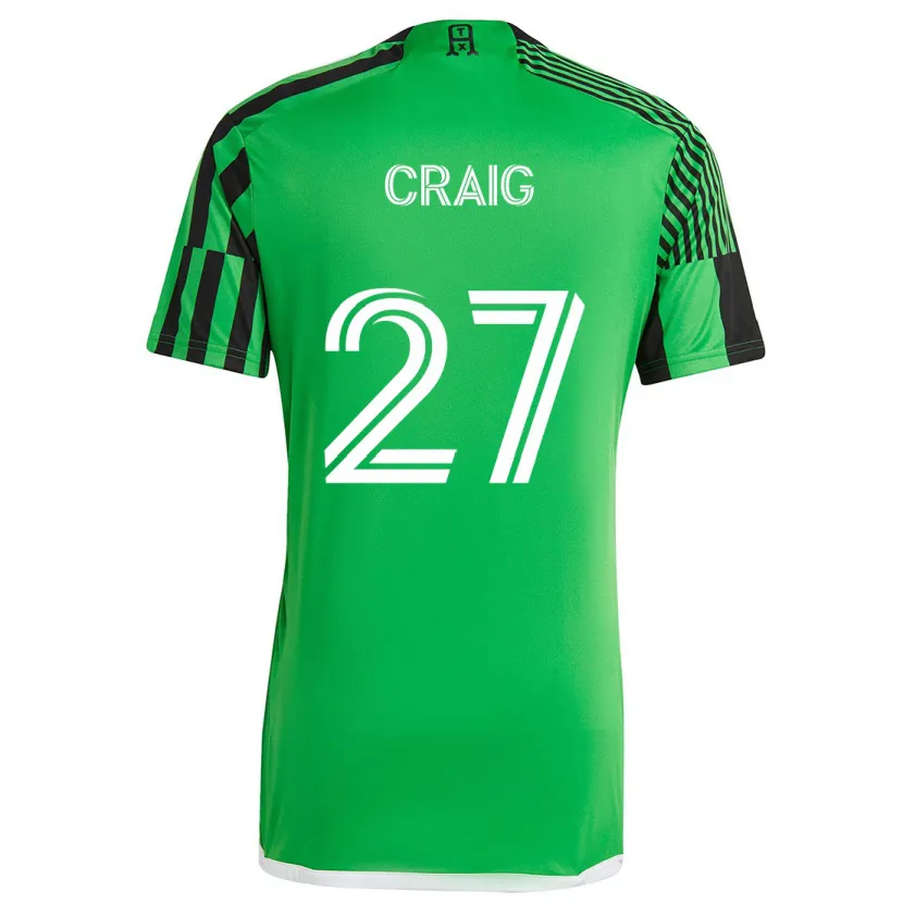 Danxen Kinderen Brandan Craig #27 Groen Zwart Thuisshirt Thuistenue 2024/25 T-Shirt