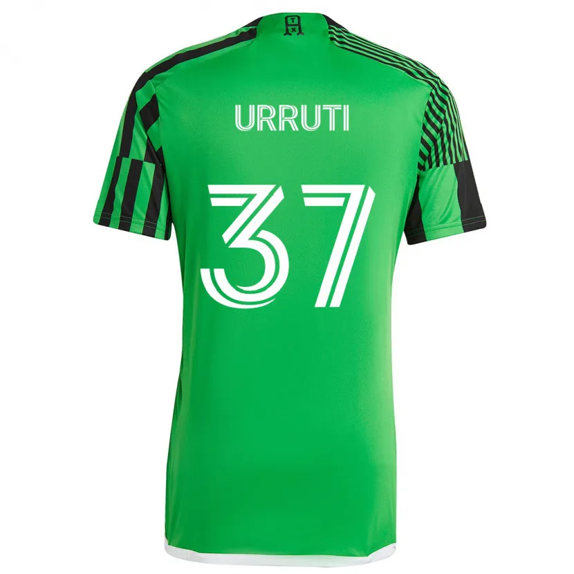 Danxen Kinderen Maximiliano Urruti #37 Groen Zwart Thuisshirt Thuistenue 2024/25 T-Shirt