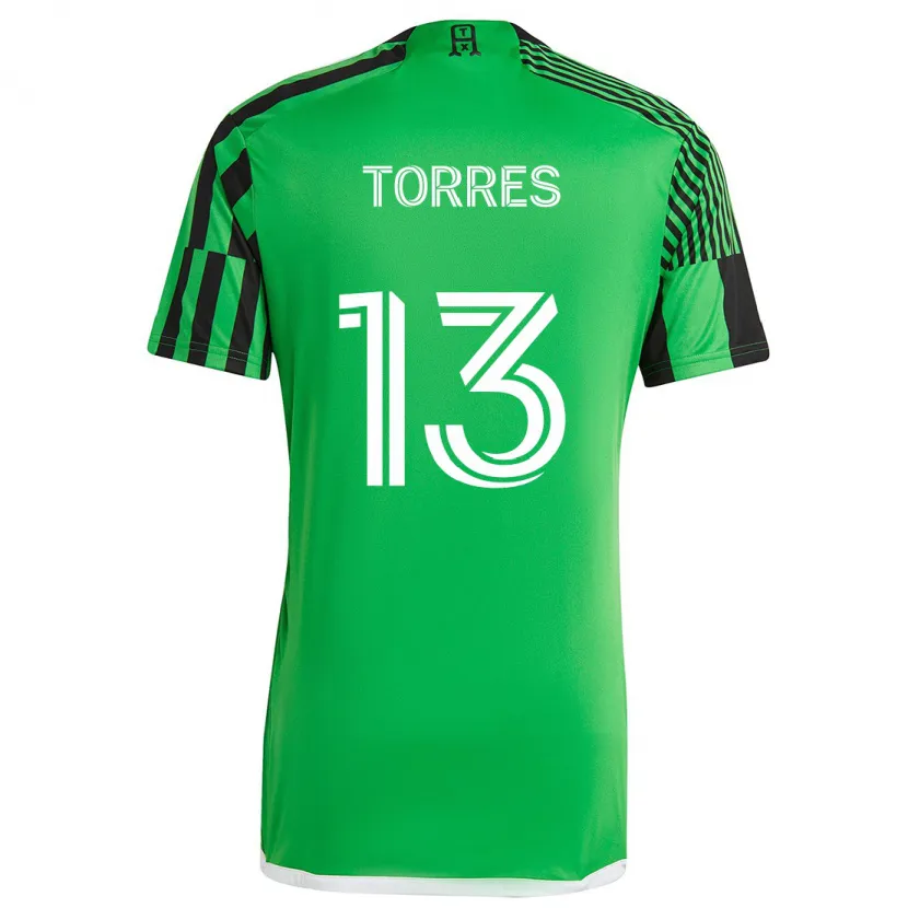 Danxen Kinderen Leo Torres #13 Groen Zwart Thuisshirt Thuistenue 2024/25 T-Shirt