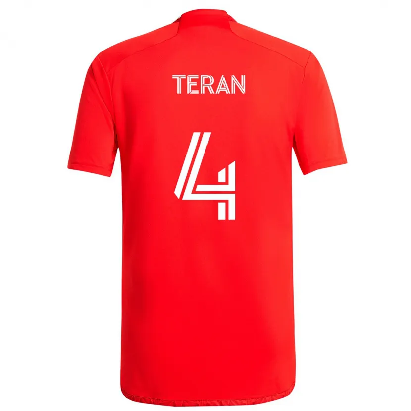 Danxen Kinderen Carlos Terán #4 Rood Wit Thuisshirt Thuistenue 2024/25 T-Shirt