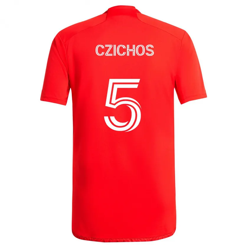 Danxen Kinderen Rafael Czichos #5 Rood Wit Thuisshirt Thuistenue 2024/25 T-Shirt