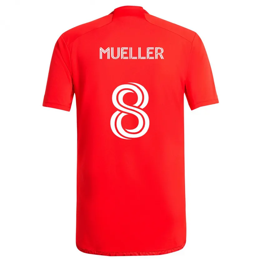 Danxen Kinderen Chris Mueller #8 Rood Wit Thuisshirt Thuistenue 2024/25 T-Shirt