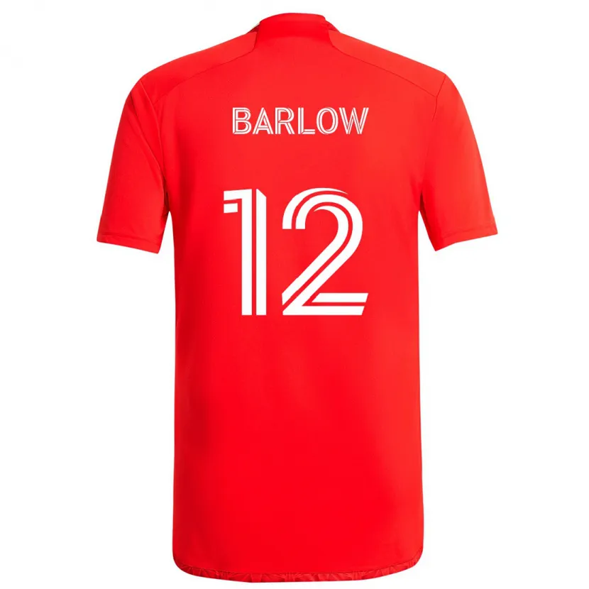 Danxen Kinderen Tom Barlow #12 Rood Wit Thuisshirt Thuistenue 2024/25 T-Shirt