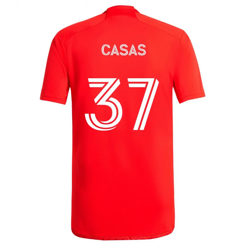 Danxen Kinderen Javier Casas #37 Rood Wit Thuisshirt Thuistenue 2024/25 T-Shirt