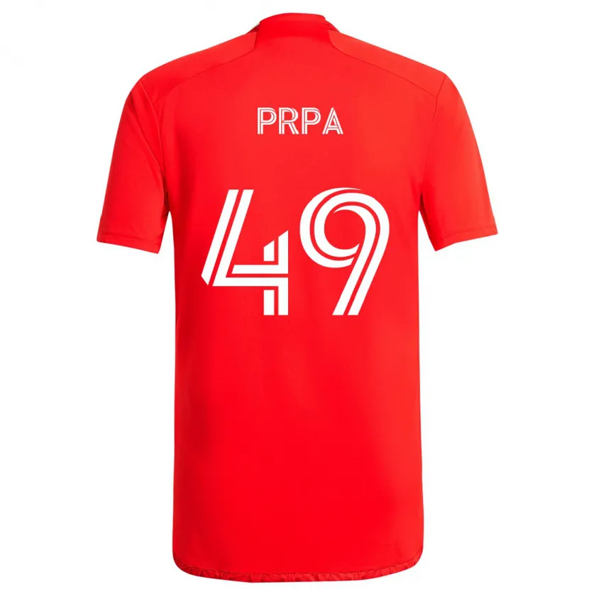 Danxen Kinderen Luka Prpa #49 Rood Wit Thuisshirt Thuistenue 2024/25 T-Shirt