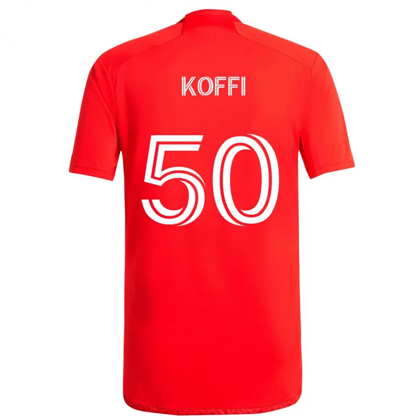 Danxen Kinderen Christian Koffi #50 Rood Wit Thuisshirt Thuistenue 2024/25 T-Shirt