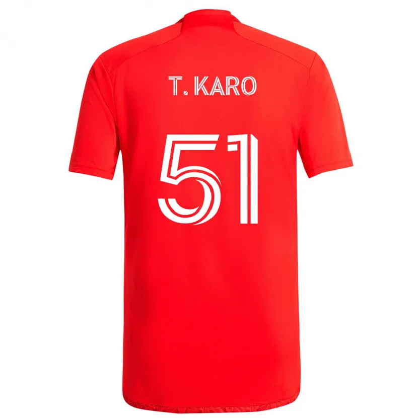 Danxen Kinderen David Tchétchao Karo #51 Rood Wit Thuisshirt Thuistenue 2024/25 T-Shirt