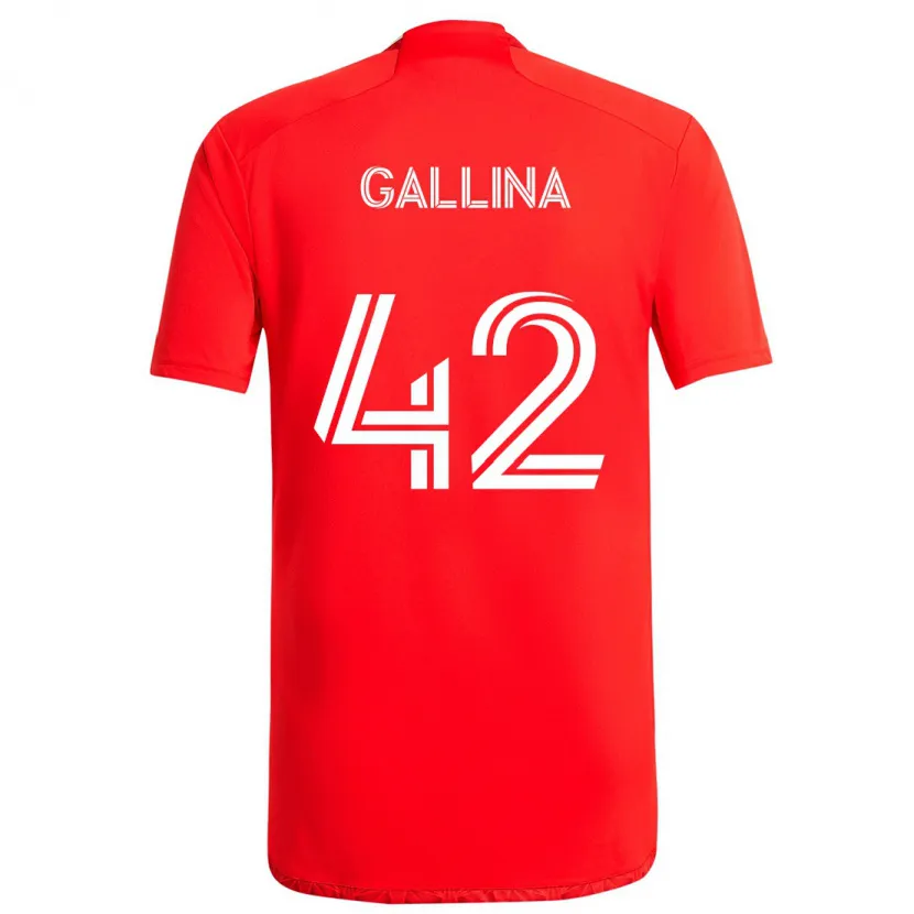 Danxen Kinderen Henrique Gallina #42 Rood Wit Thuisshirt Thuistenue 2024/25 T-Shirt