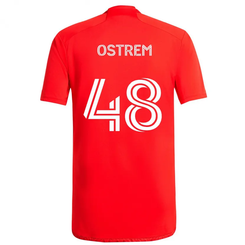 Danxen Kinderen Charlie Ostrem #48 Rood Wit Thuisshirt Thuistenue 2024/25 T-Shirt