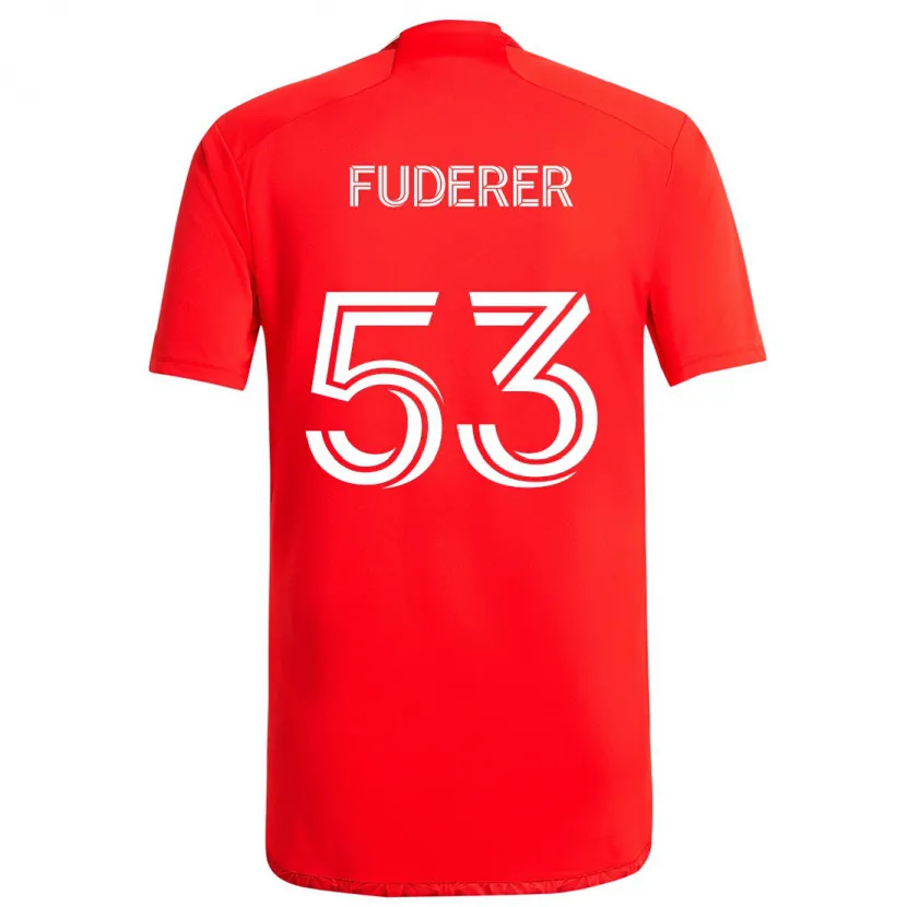 Danxen Kinderen Jake Fuderer #53 Rood Wit Thuisshirt Thuistenue 2024/25 T-Shirt