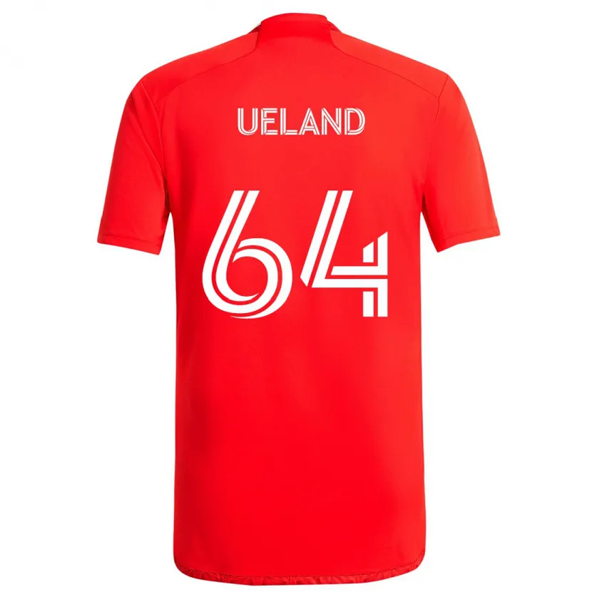 Danxen Kinderen Andreas Ueland #64 Rood Wit Thuisshirt Thuistenue 2024/25 T-Shirt