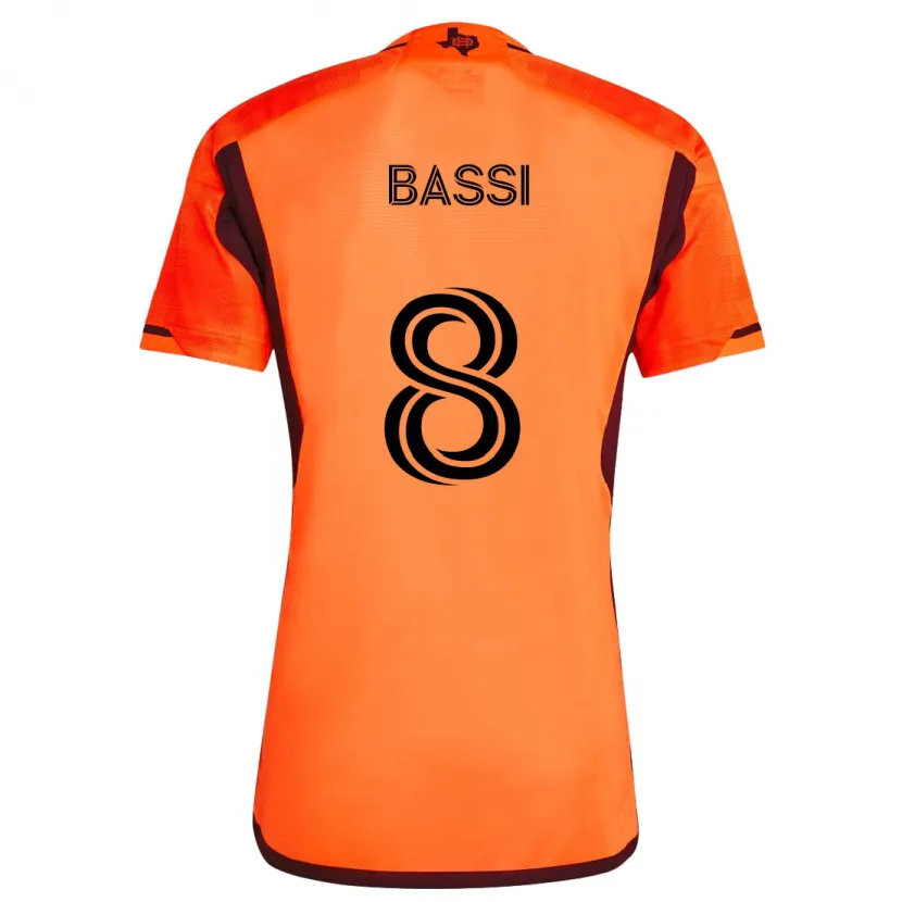 Danxen Kinderen Amine Bassi #8 Oranje Zwart Thuisshirt Thuistenue 2024/25 T-Shirt