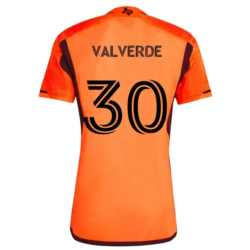 Danxen Kinderen Jefferson Valverde #30 Oranje Zwart Thuisshirt Thuistenue 2024/25 T-Shirt