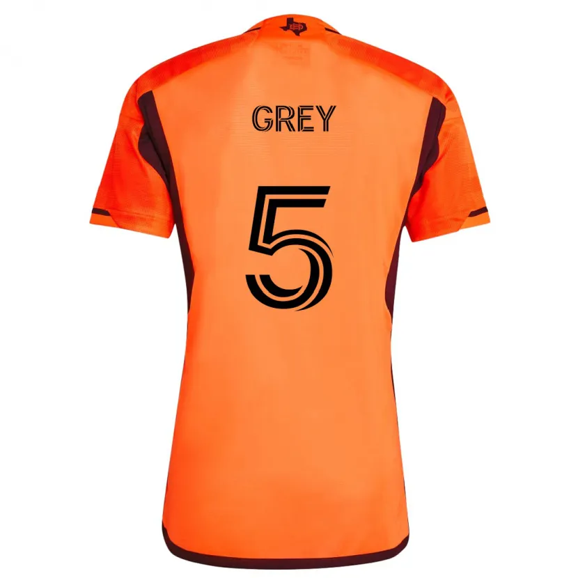 Danxen Kinderen Omar Grey #5 Oranje Zwart Thuisshirt Thuistenue 2024/25 T-Shirt