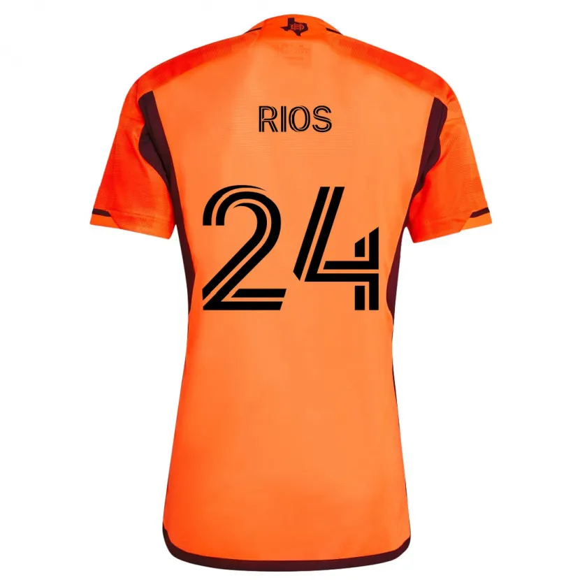 Danxen Kinderen Paolo Ríos #24 Oranje Zwart Thuisshirt Thuistenue 2024/25 T-Shirt