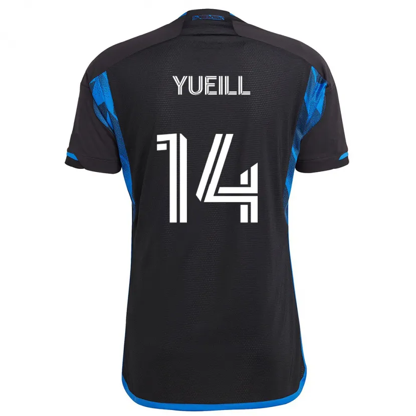 Danxen Kinderen Jackson Yueill #14 Blauw Zwart Thuisshirt Thuistenue 2024/25 T-Shirt