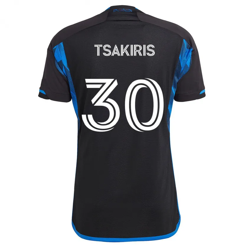 Danxen Kinderen Niko Tsakiris #30 Blauw Zwart Thuisshirt Thuistenue 2024/25 T-Shirt