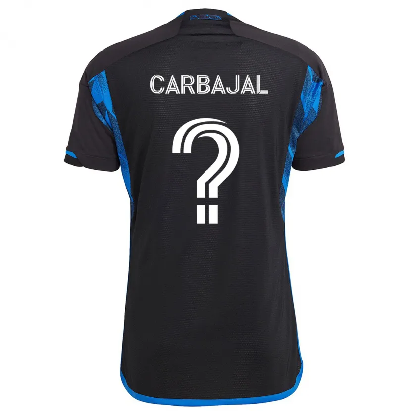 Danxen Kinderen Sebastian Carbajal #0 Blauw Zwart Thuisshirt Thuistenue 2024/25 T-Shirt