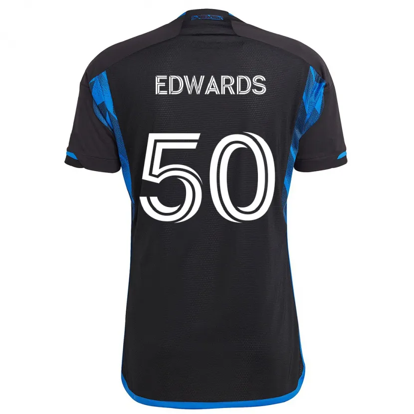 Danxen Kinderen Aaron Edwards #50 Blauw Zwart Thuisshirt Thuistenue 2024/25 T-Shirt