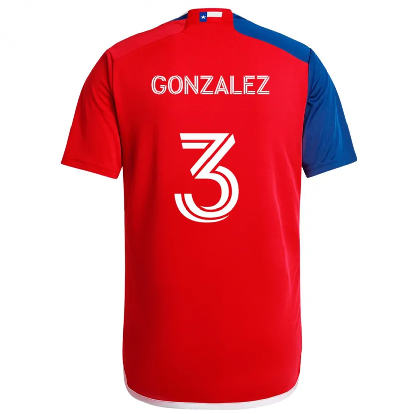 Danxen Kinderen Omar González #3 Blauw Rood Thuisshirt Thuistenue 2024/25 T-Shirt