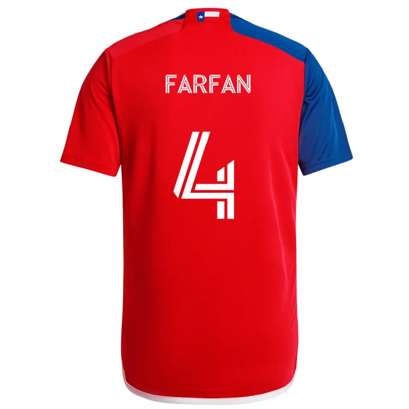 Danxen Kinderen Marco Farfán #4 Blauw Rood Thuisshirt Thuistenue 2024/25 T-Shirt