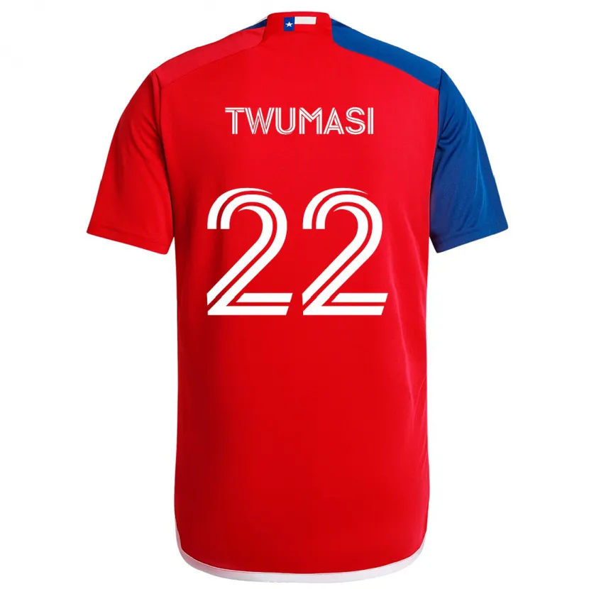 Danxen Kinderen Ema Twumasi #22 Blauw Rood Thuisshirt Thuistenue 2024/25 T-Shirt