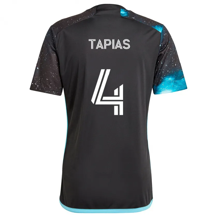 Danxen Kinderen Miguel Tapias #4 Zwart Blauw Thuisshirt Thuistenue 2024/25 T-Shirt