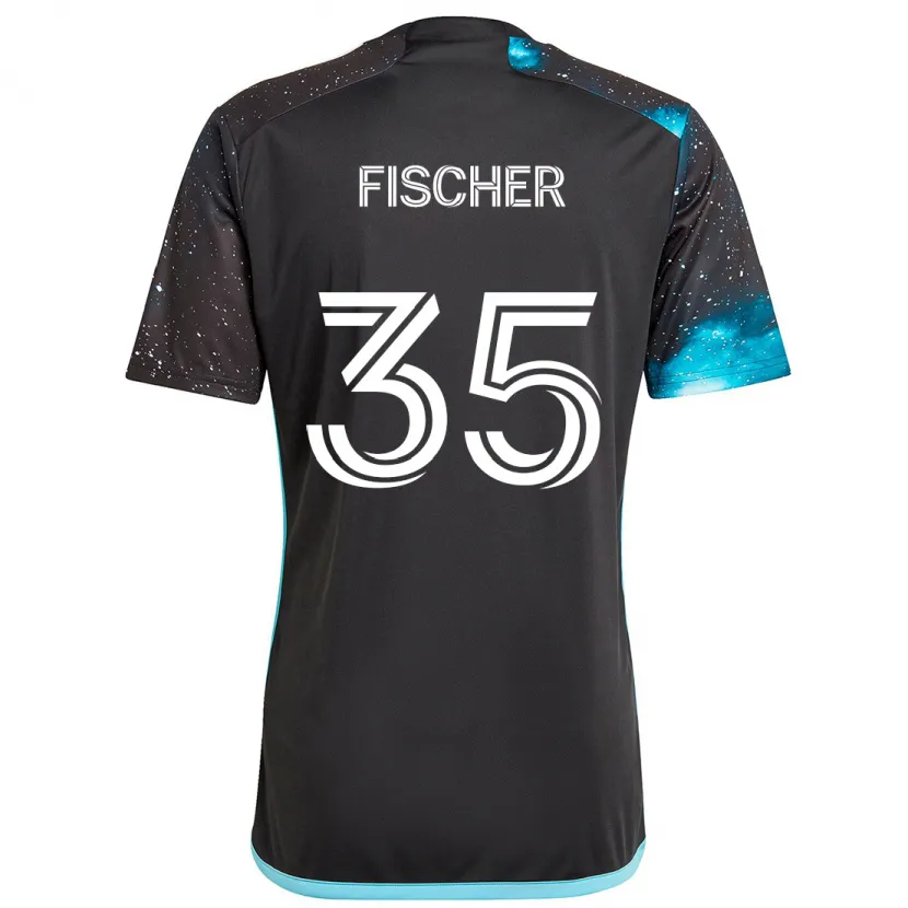 Danxen Kinderen Britton Fischer #35 Zwart Blauw Thuisshirt Thuistenue 2024/25 T-Shirt