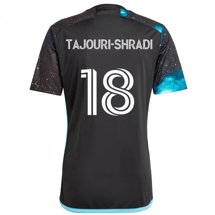 Danxen Kinderen Ismael Tajouri-Shradi #18 Zwart Blauw Thuisshirt Thuistenue 2024/25 T-Shirt