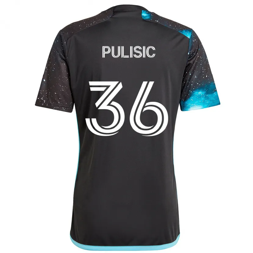 Danxen Kinderen Will Pulisic #36 Zwart Blauw Thuisshirt Thuistenue 2024/25 T-Shirt